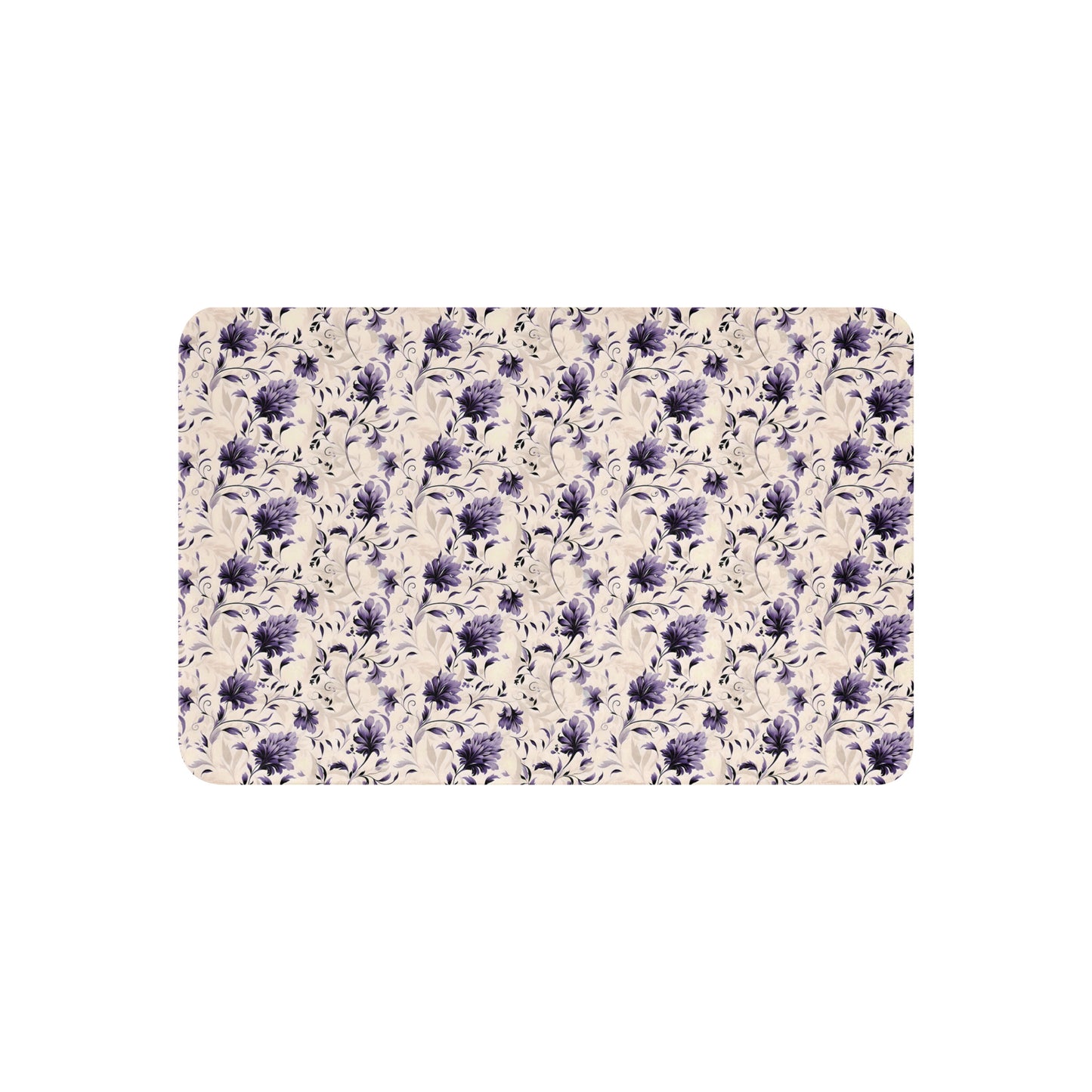 Purple Floral and Cream Sherpa Blanket