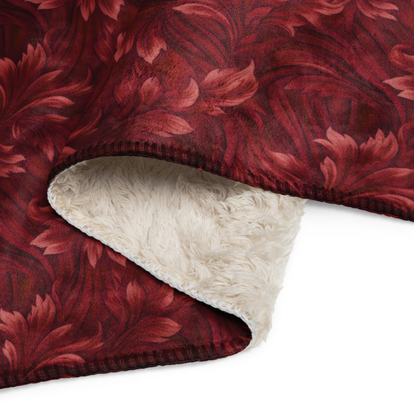 Red Swirling Leaves Sherpa Blanket