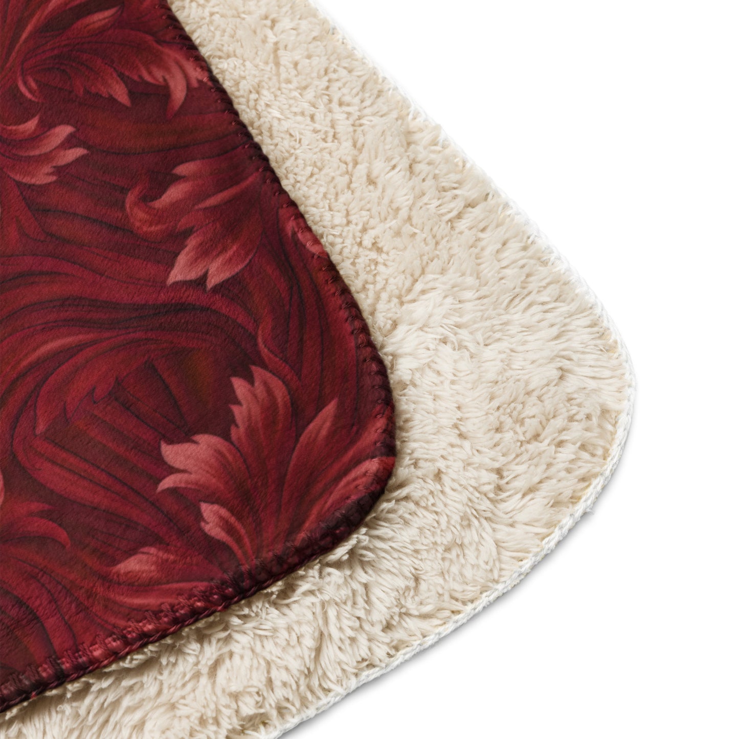 Red Swirling Leaves Sherpa Blanket