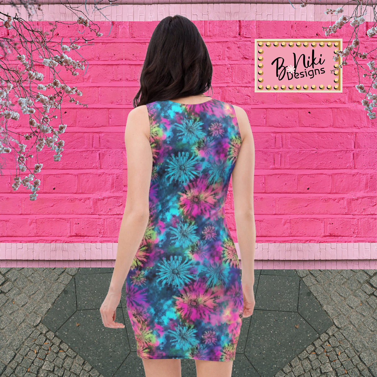 Floral Print Tie Dye Dress