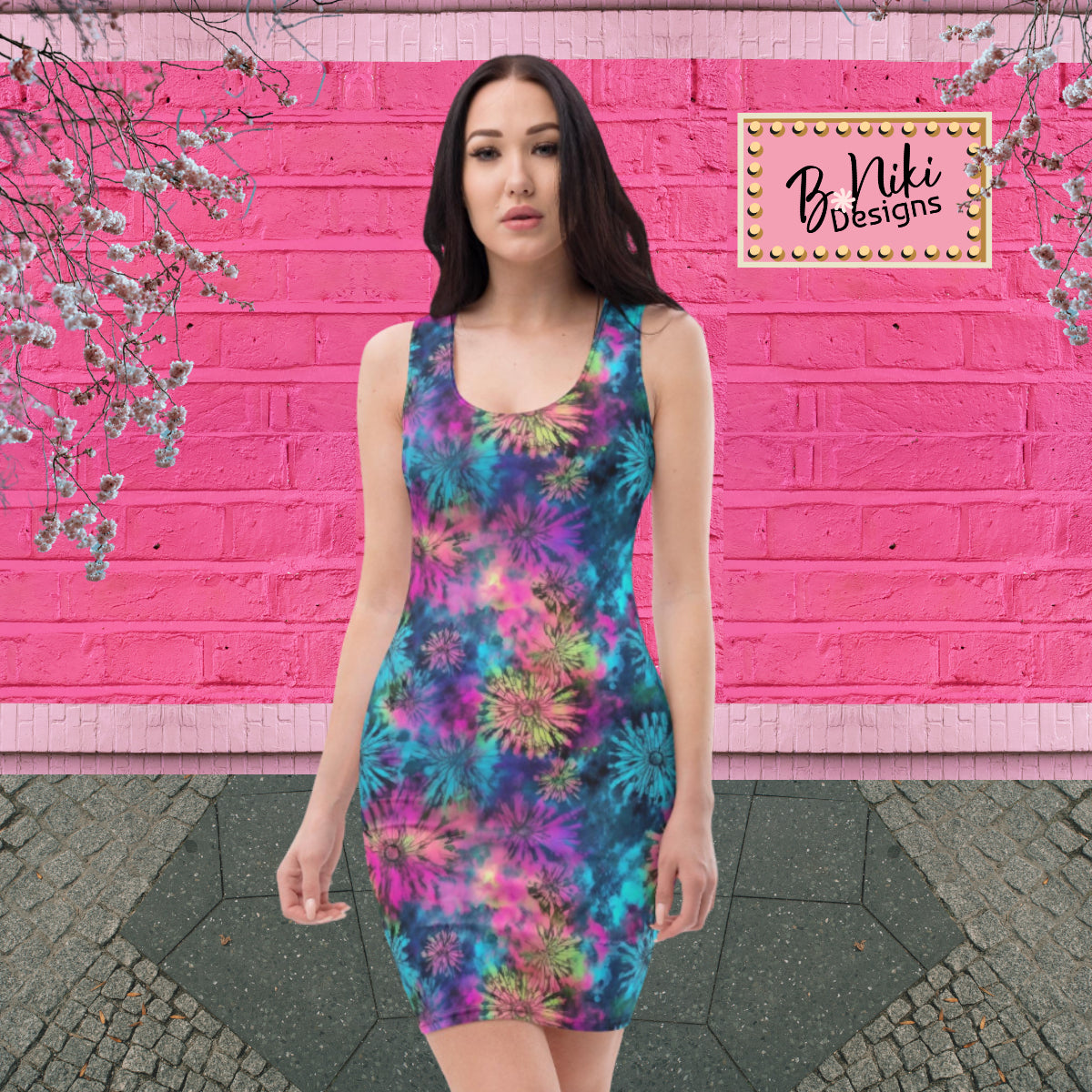 Floral Print Tie Dye Dress