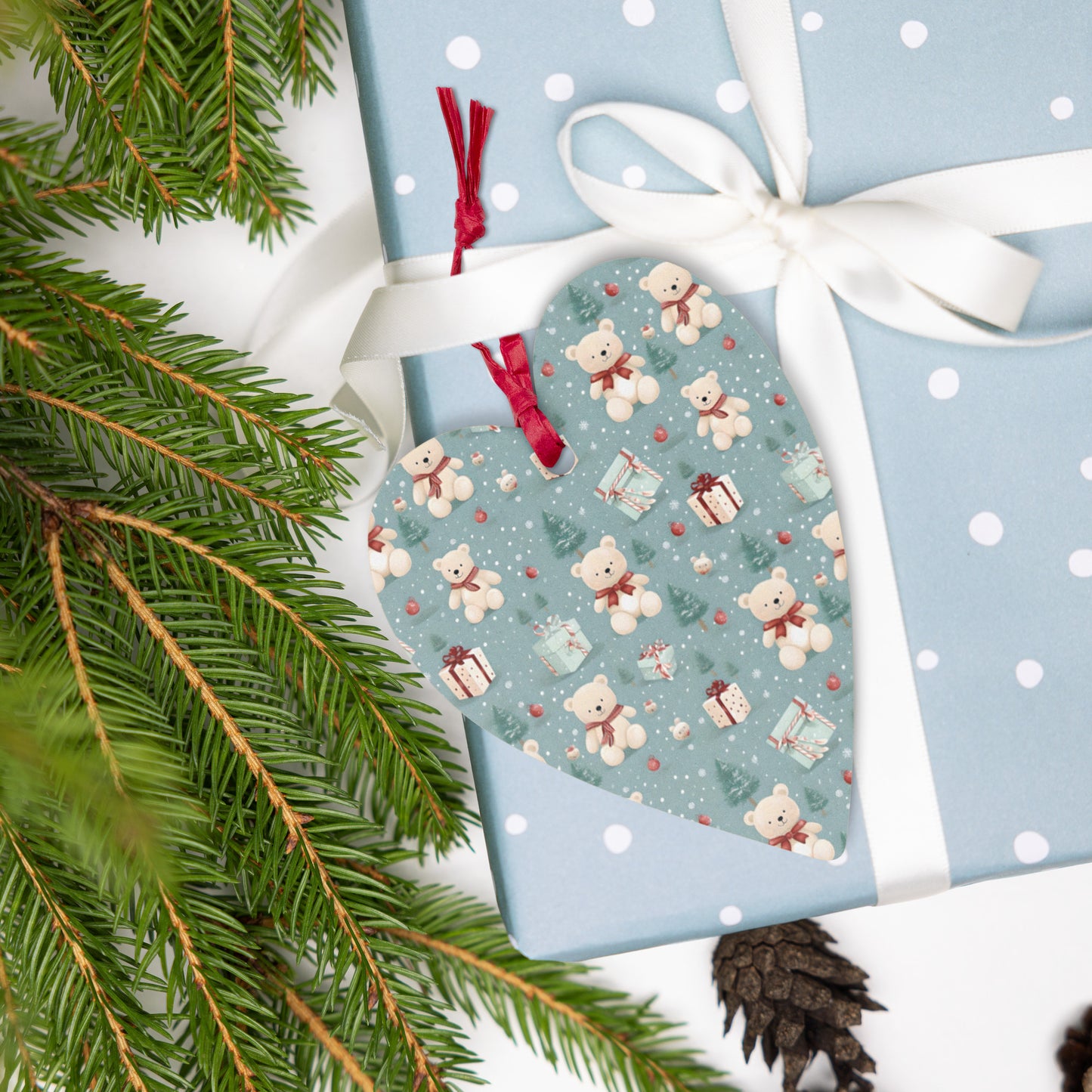 Teddy Bear Holiday Wooden Ornaments - Gift Tags - Magnets