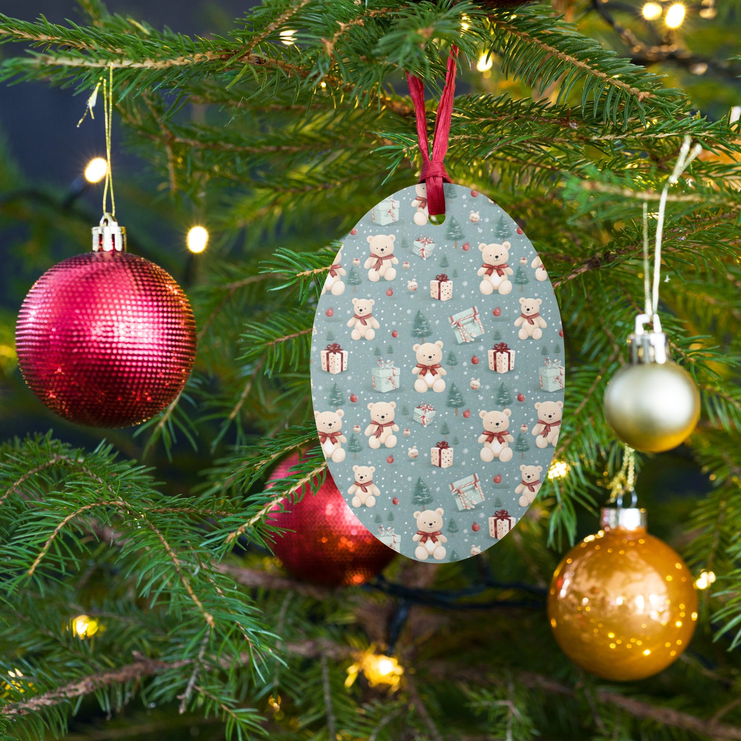 Teddy Bear Holiday Wooden Ornaments - Gift Tags - Magnets
