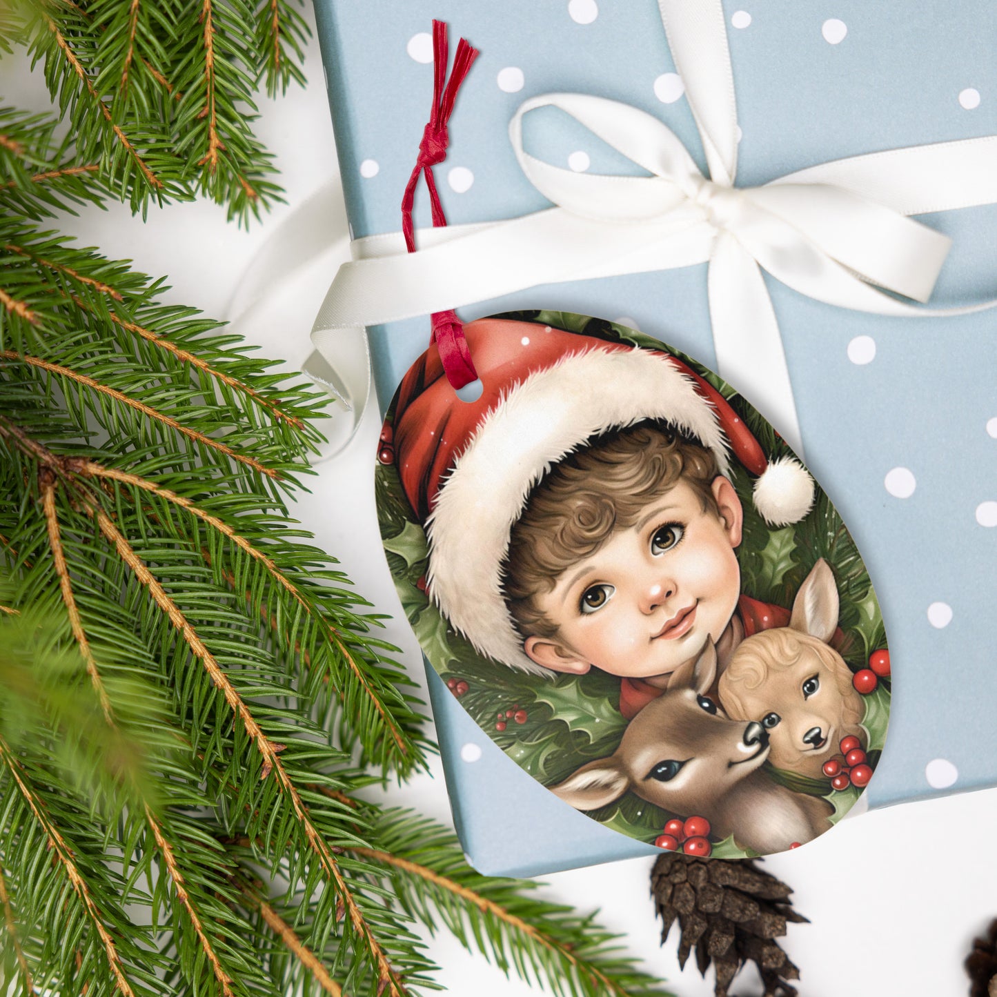 Victorian Child Portrait Wooden Ornament - Gift Tag - Magnet