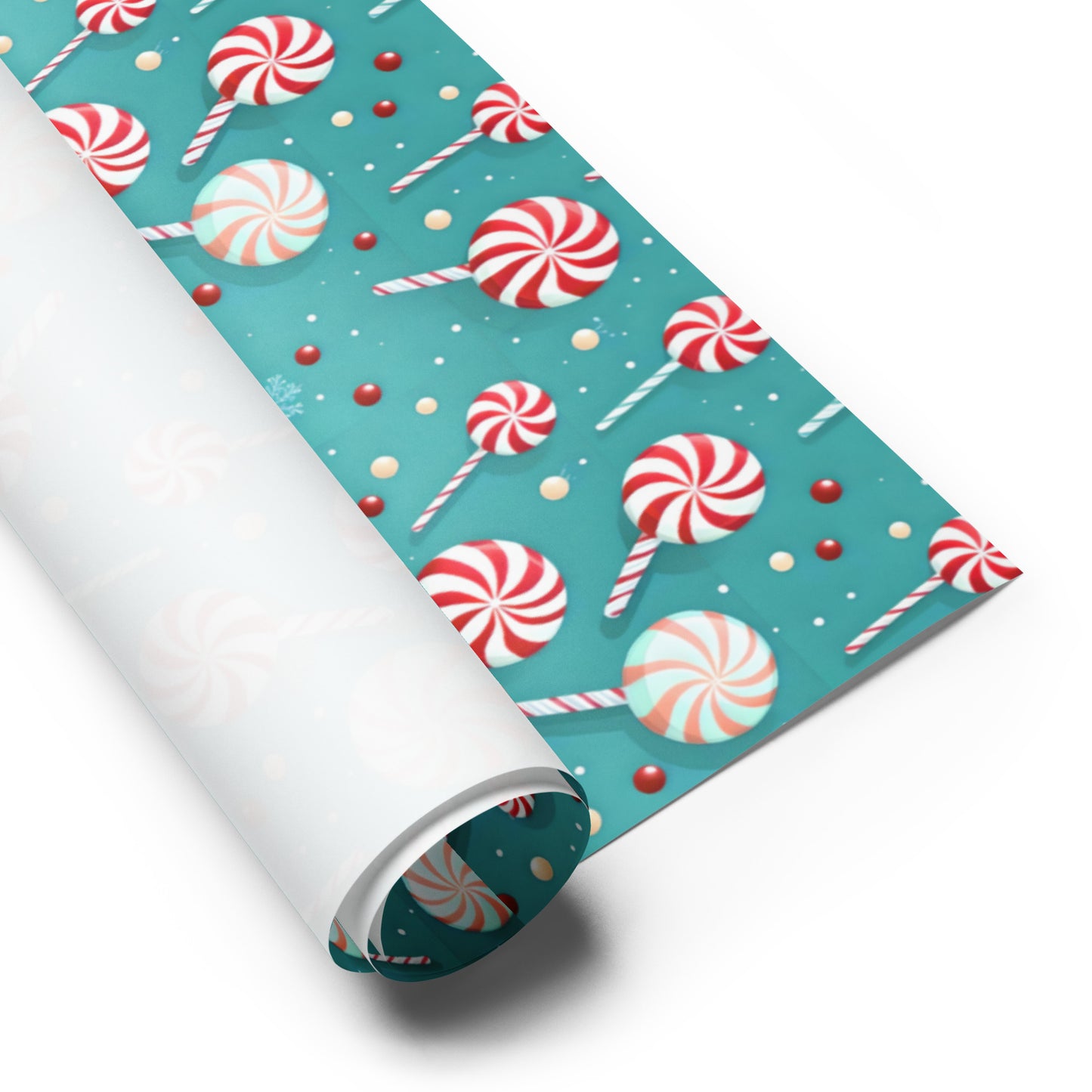 Christmas Wrapping Paper Sheets, Snowmen, Peppermint Candies and Teddy Bears 3 Piece Set