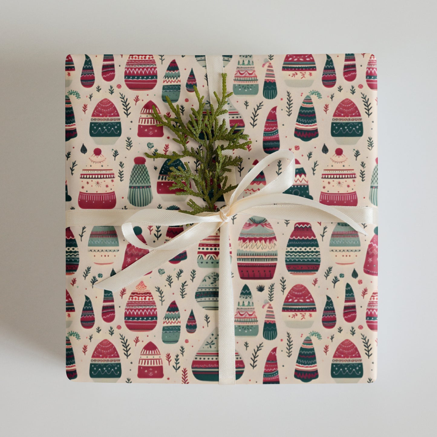 Winter Whimsy Hats - Stockings - Leaves Wrapping Paper Sheets