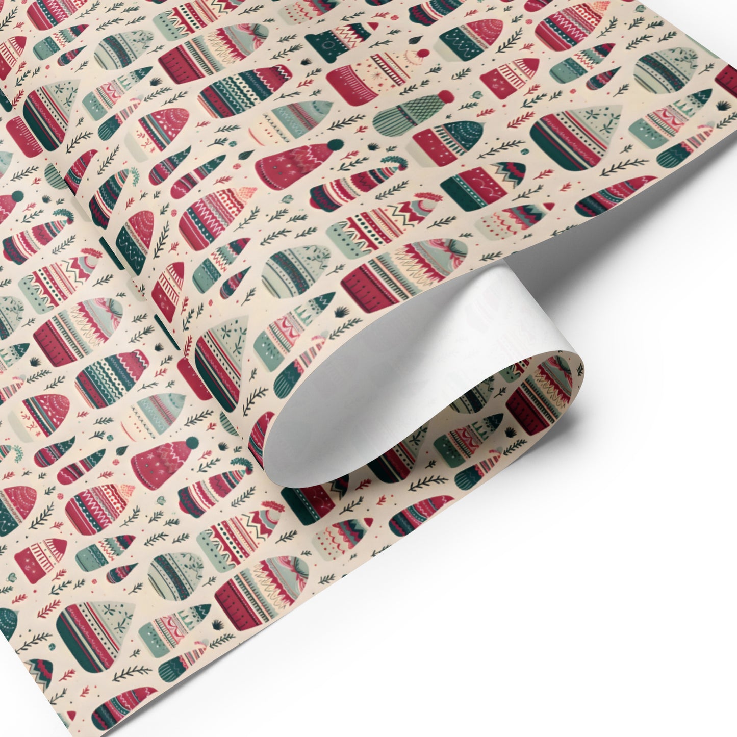 Winter Whimsy Hats - Stockings - Leaves Wrapping Paper Sheets