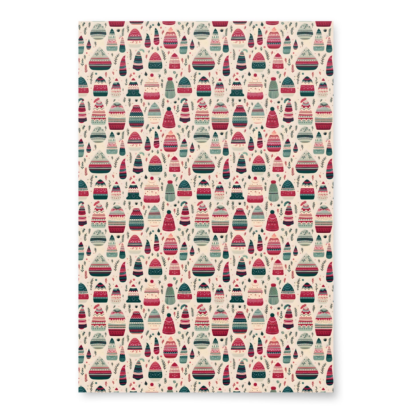 Winter Whimsy Hats - Stockings - Leaves Wrapping Paper Sheets