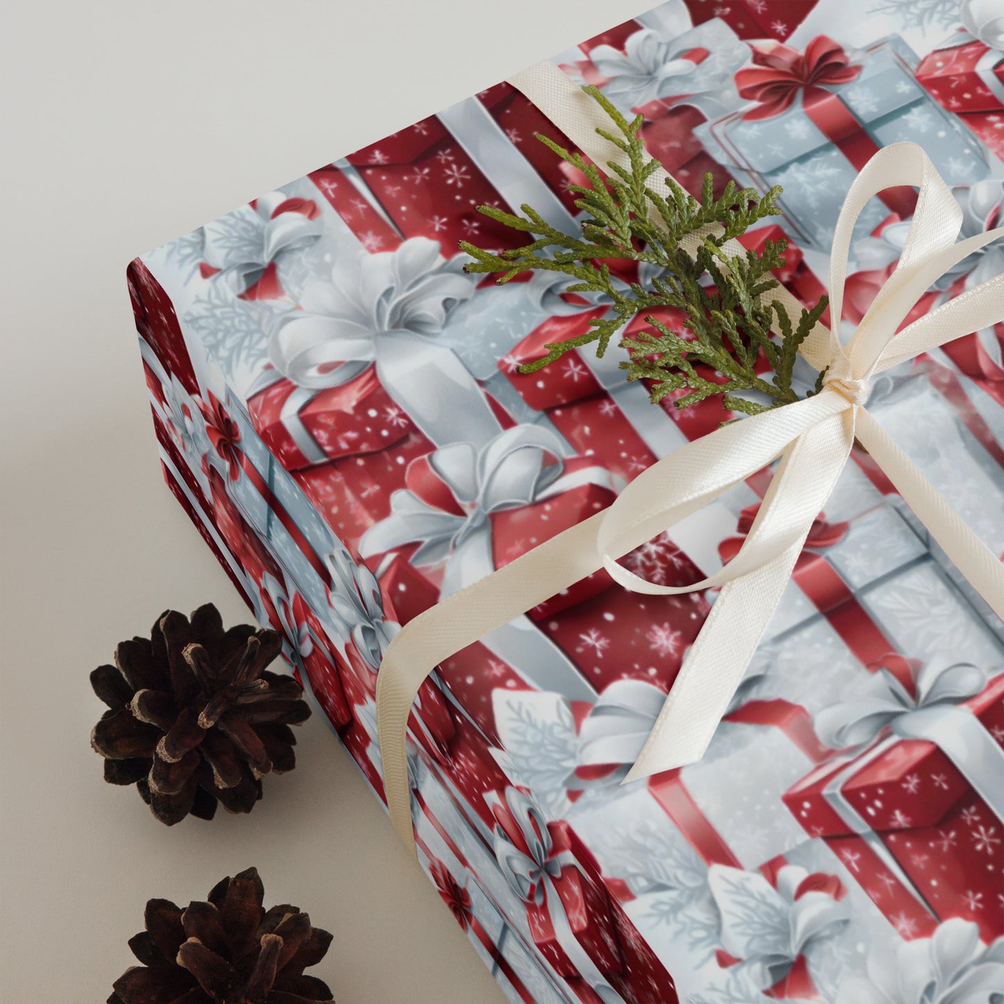 Stacks of Gifts Wrapping Paper Sheets Blue - Red - Green