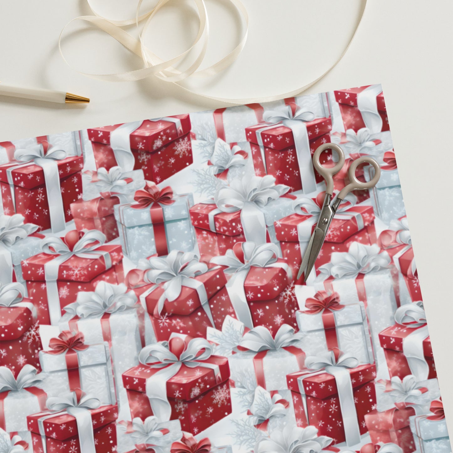 Stacks of Gifts Wrapping Paper Sheets Blue - Red - Green