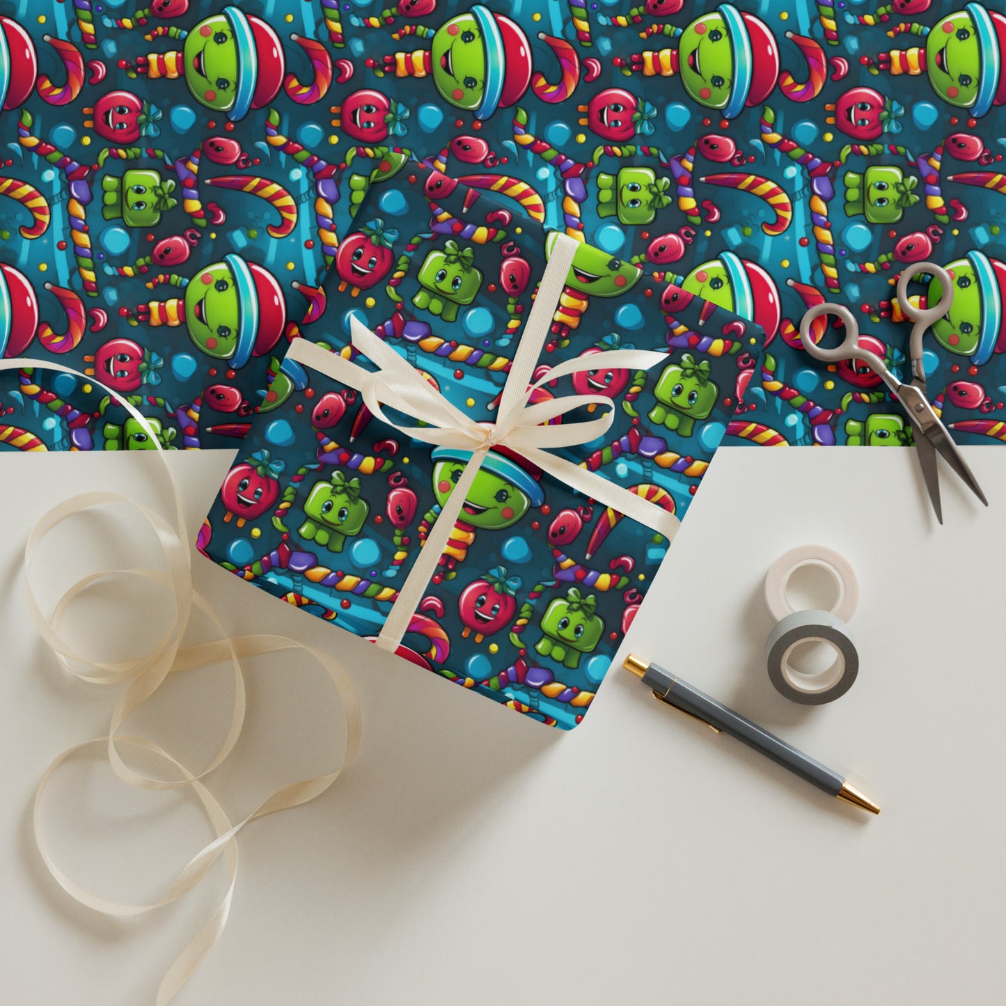 Stocking Stuffers Toys and Treats Wrapping Paper Sheets