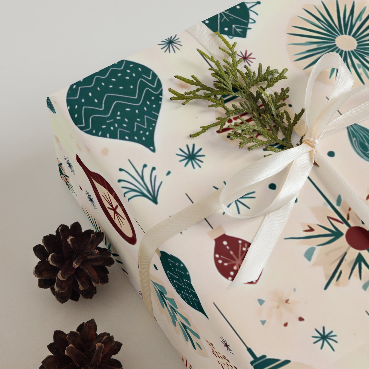 Retro Christmas Bulb Wrapping Paper Sheets - Set of 3