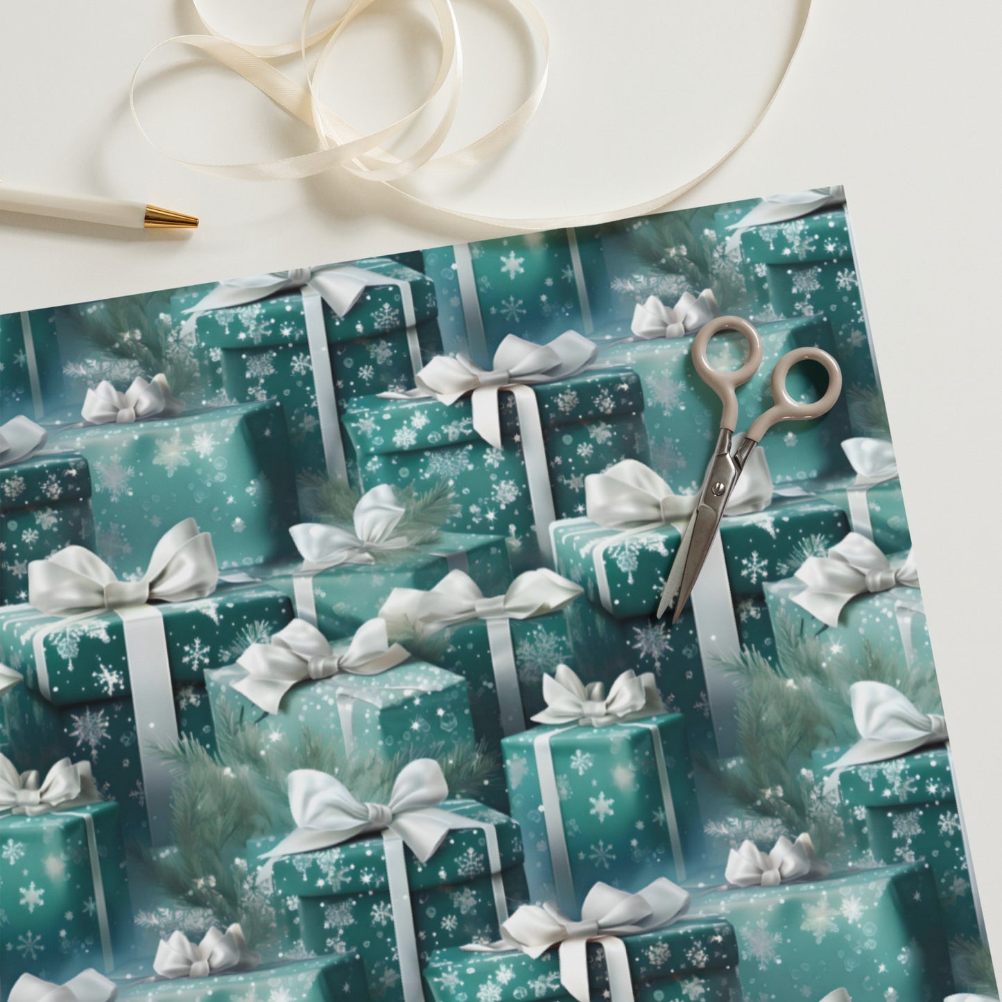 Stacks of Gifts Wrapping Paper Sheets Blue - Red - Green