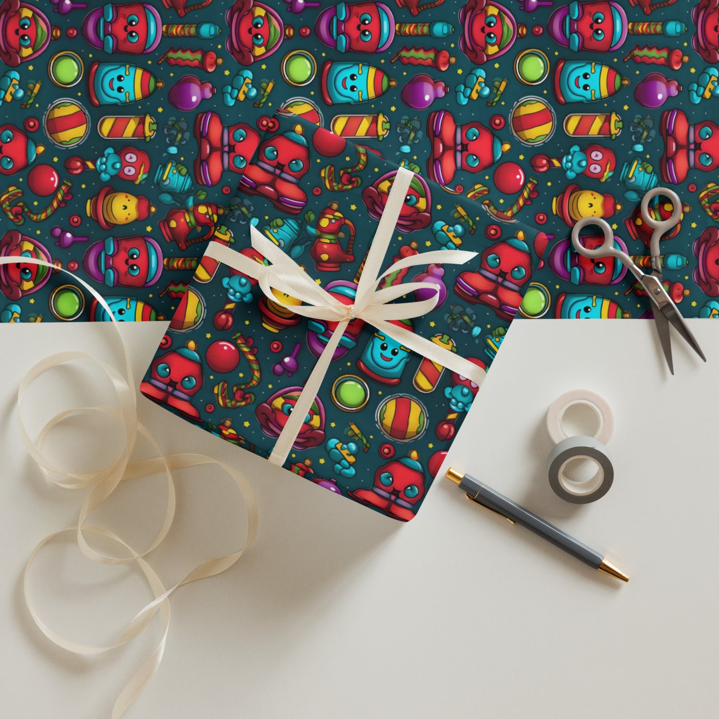 Stocking Stuffers Toys and Treats Wrapping Paper Sheets