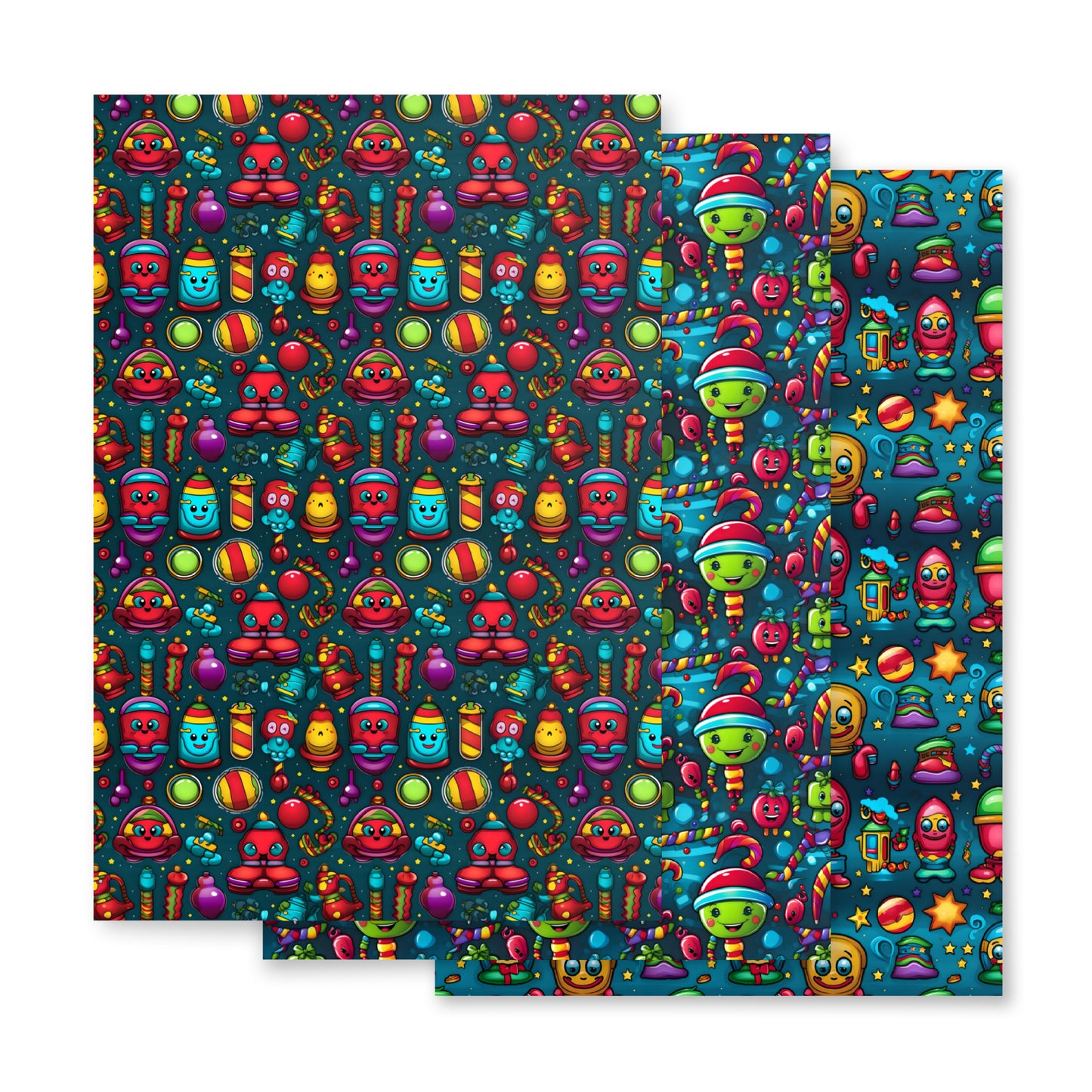Stocking Stuffers Toys and Treats Wrapping Paper Sheets