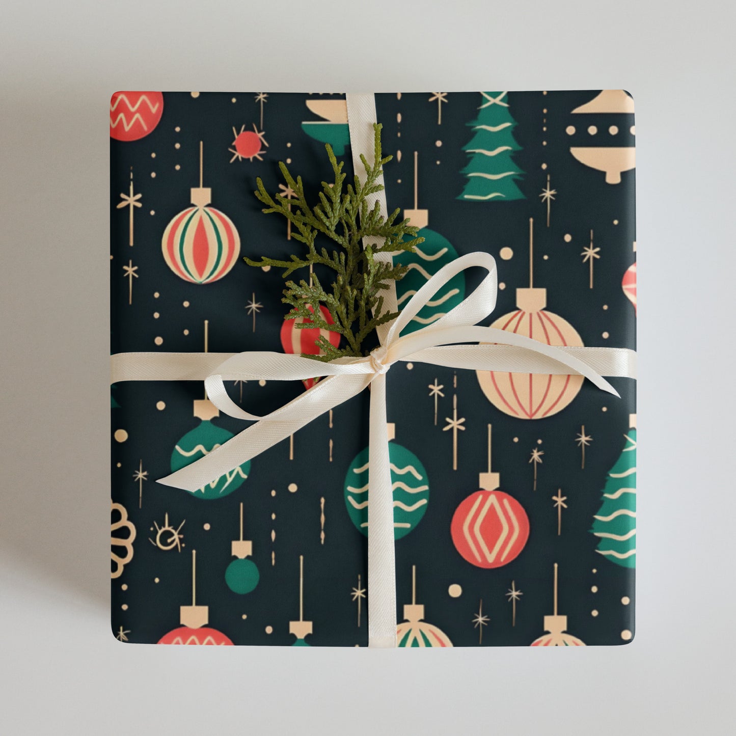 Retro Christmas Bulb Wrapping Paper Sheets - Set of 3