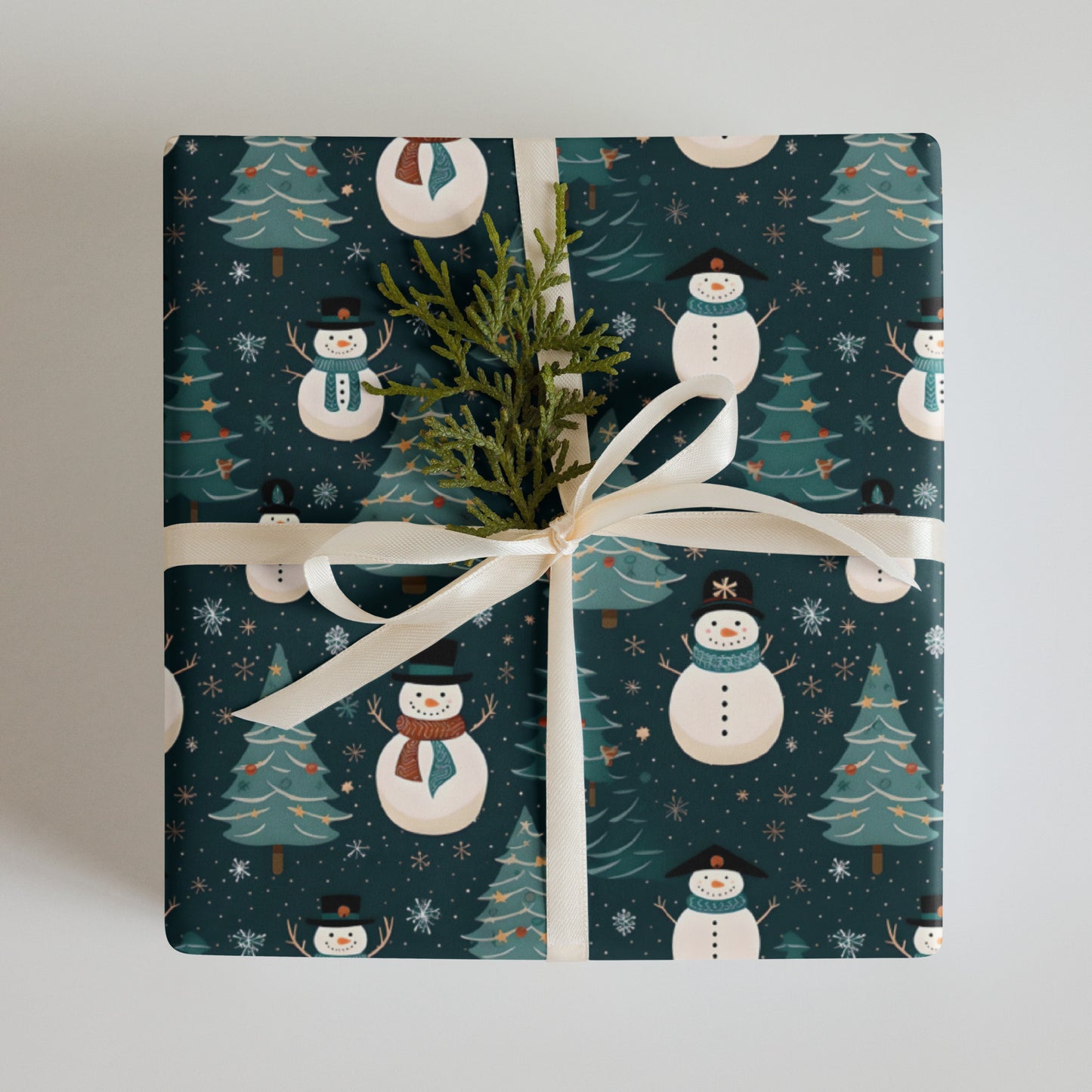 Christmas Wrapping Paper Sheets, Snowmen, Peppermint Candies and Teddy Bears 3 Piece Set