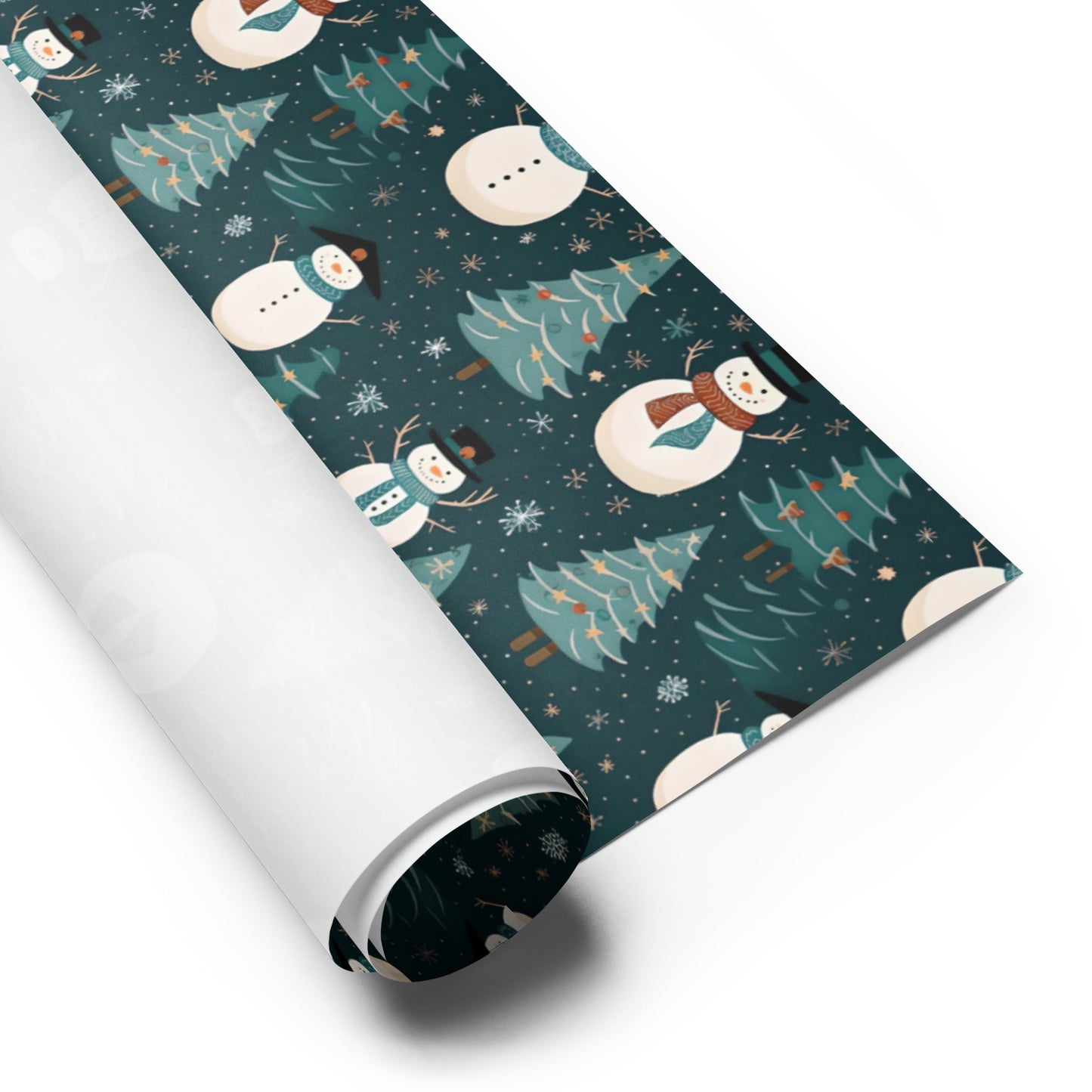 Christmas Wrapping Paper Sheets, Snowmen, Peppermint Candies and Teddy Bears 3 Piece Set