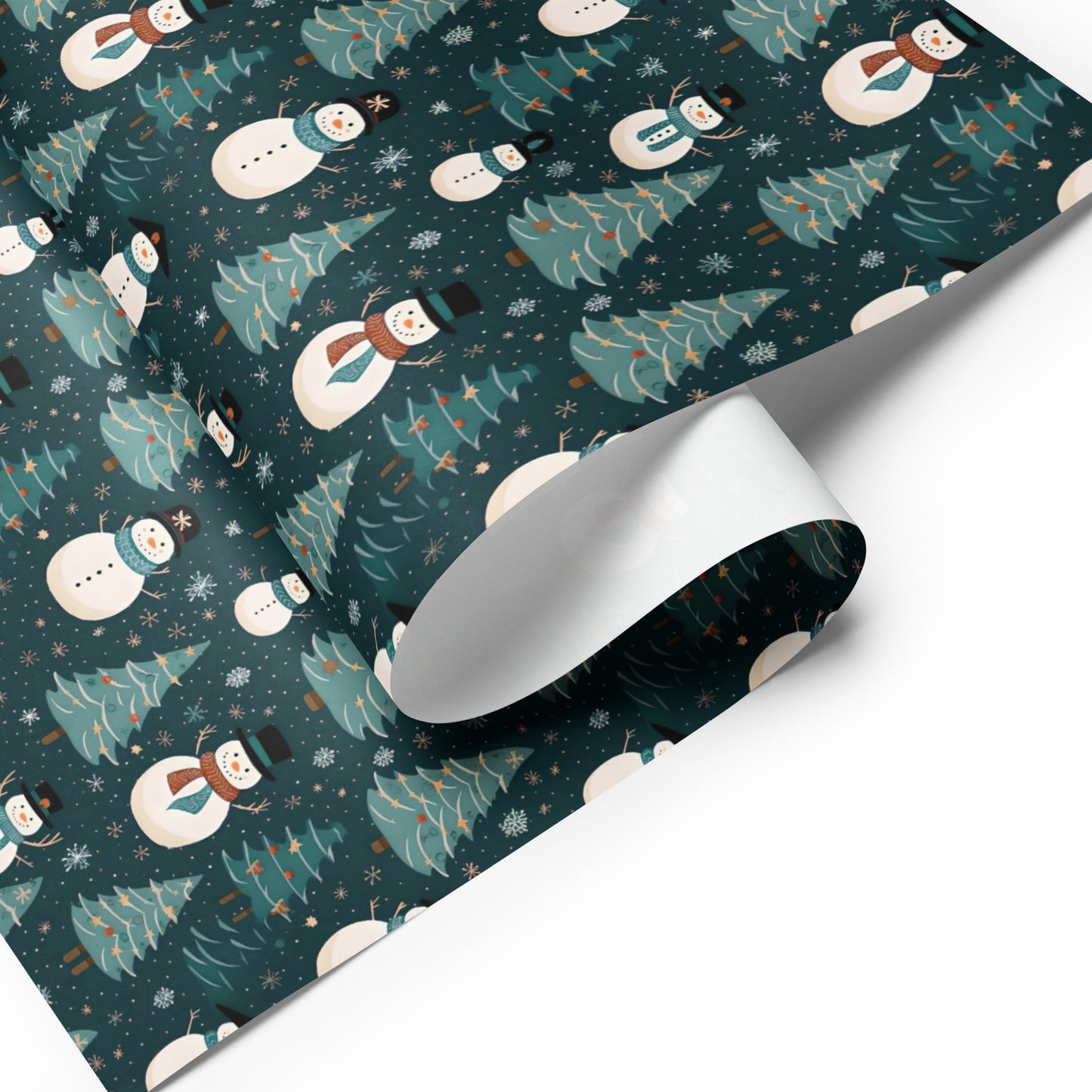 Christmas Wrapping Paper Sheets, Snowmen, Peppermint Candies and Teddy Bears 3 Piece Set