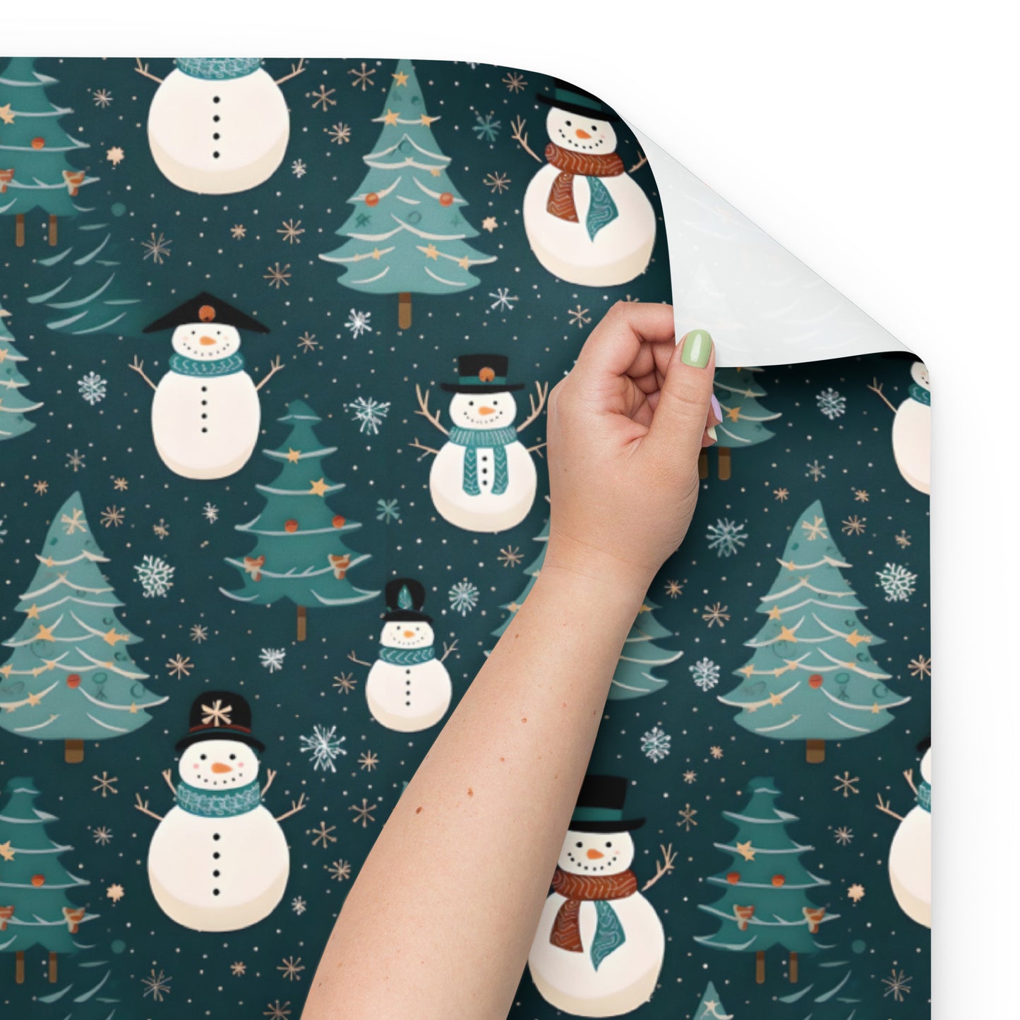 Christmas Wrapping Paper Sheets, Snowmen, Peppermint Candies and Teddy Bears 3 Piece Set