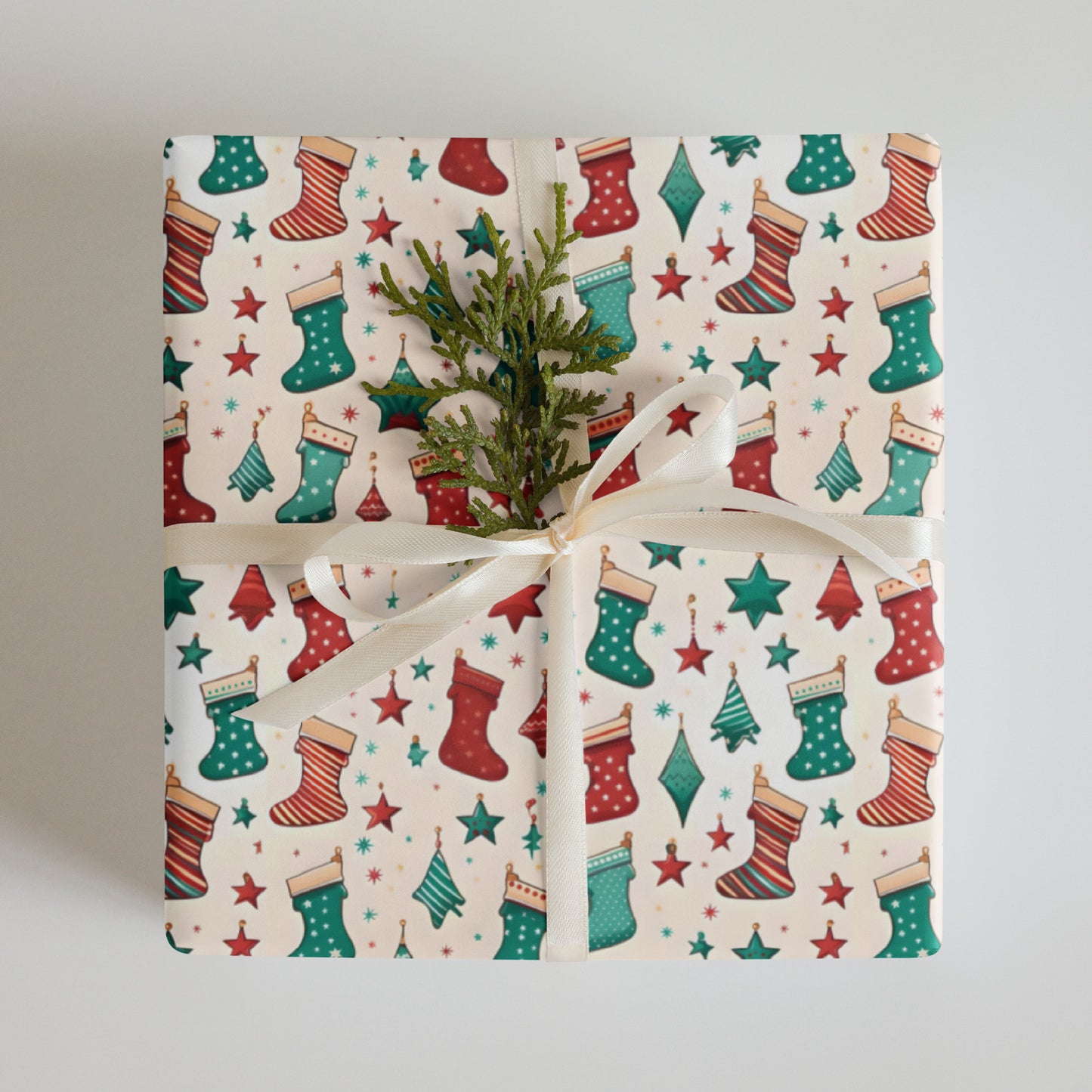Winter Whimsy Hats - Stockings - Leaves Wrapping Paper Sheets