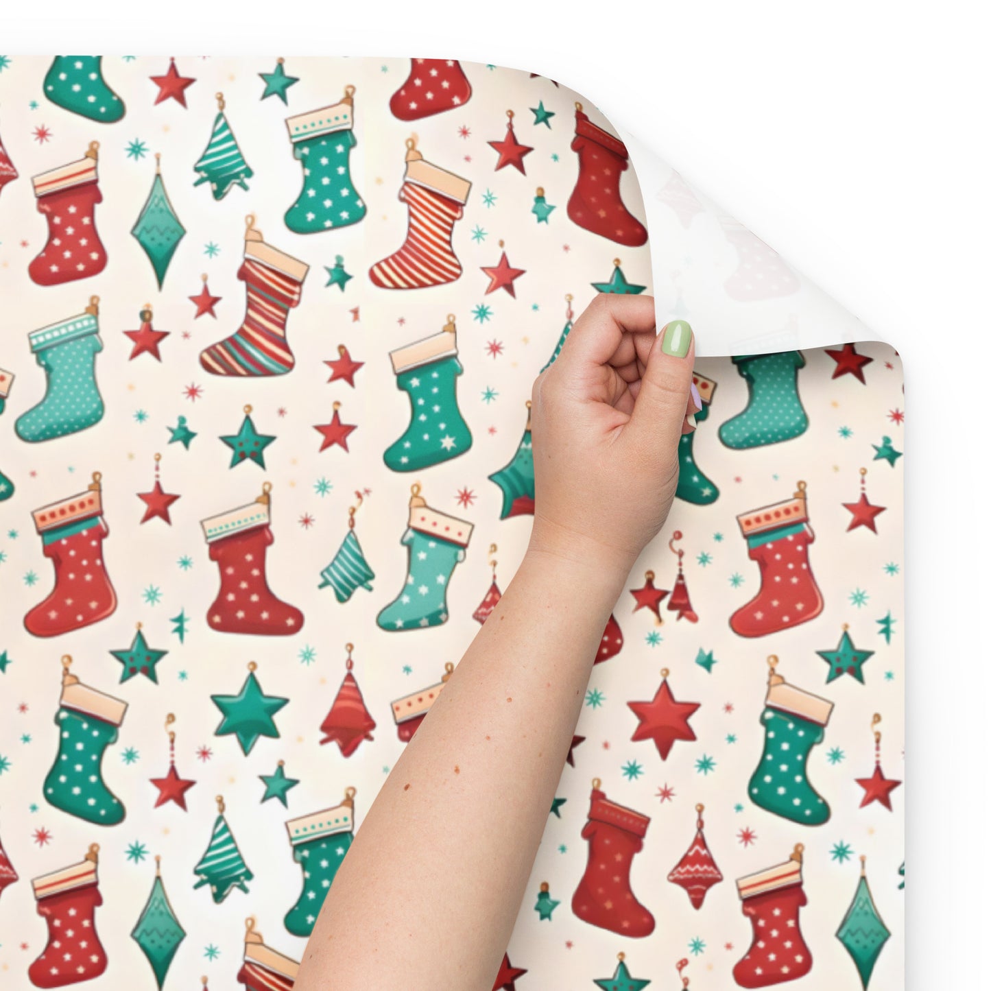 Winter Whimsy Hats - Stockings - Leaves Wrapping Paper Sheets