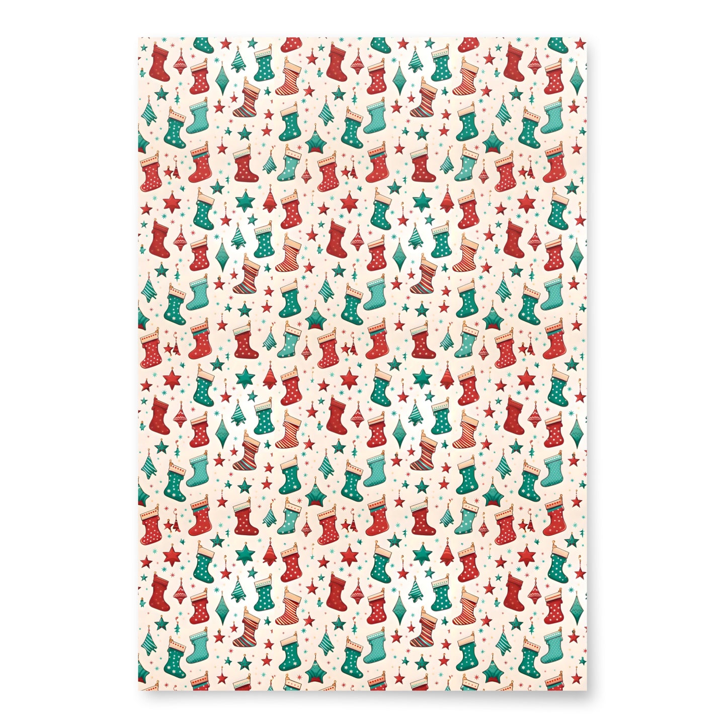 Winter Whimsy Hats - Stockings - Leaves Wrapping Paper Sheets