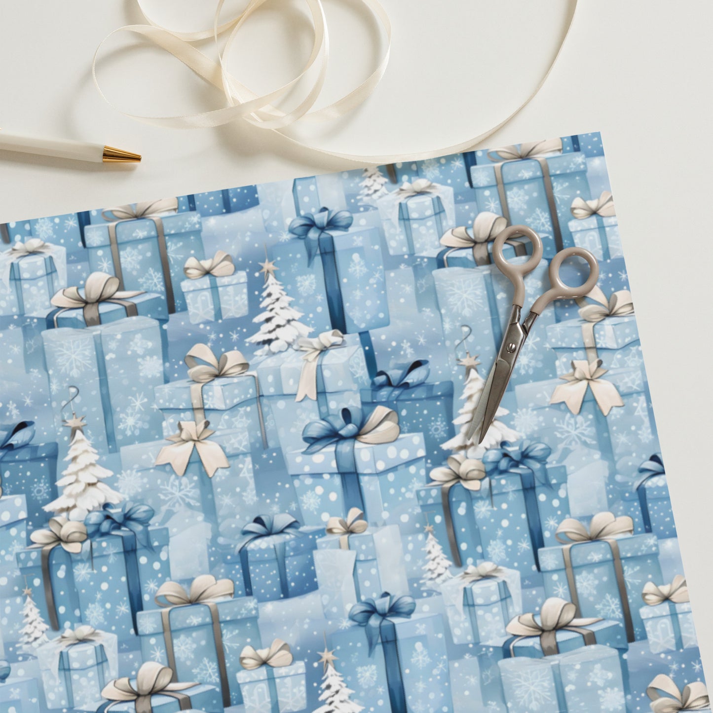Stacks of Gifts Wrapping Paper Sheets Blue - Red - Green