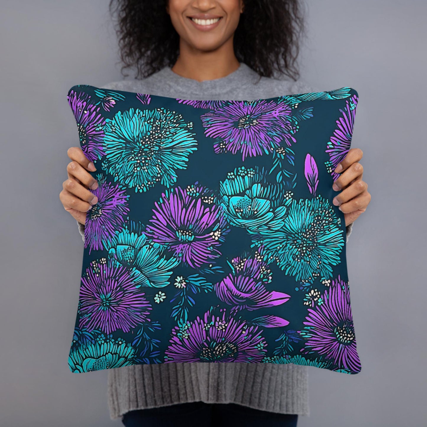 Purple and Teal Floral Pillows