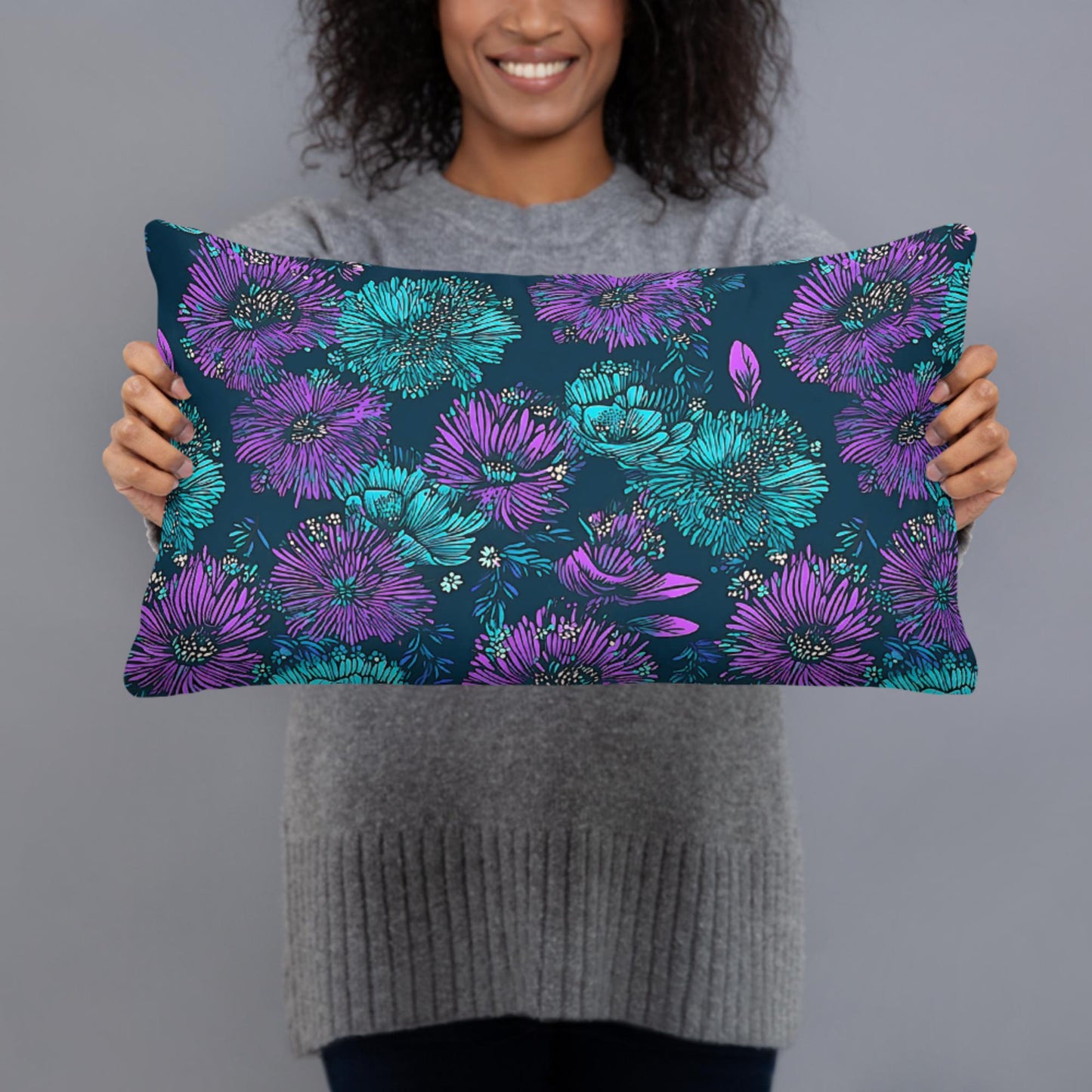 Purple and Teal Floral Pillows
