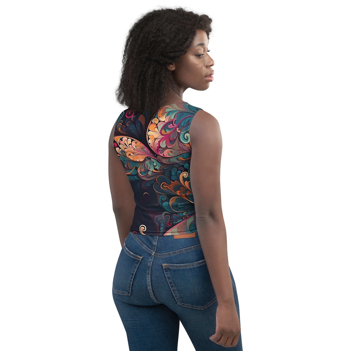 Colorful Butterfly Swirl Women's Crop Top