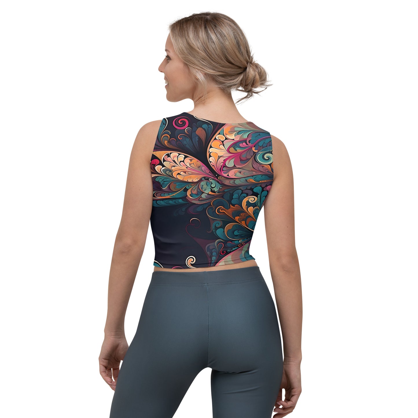 Colorful Butterfly Swirl Women's Crop Top