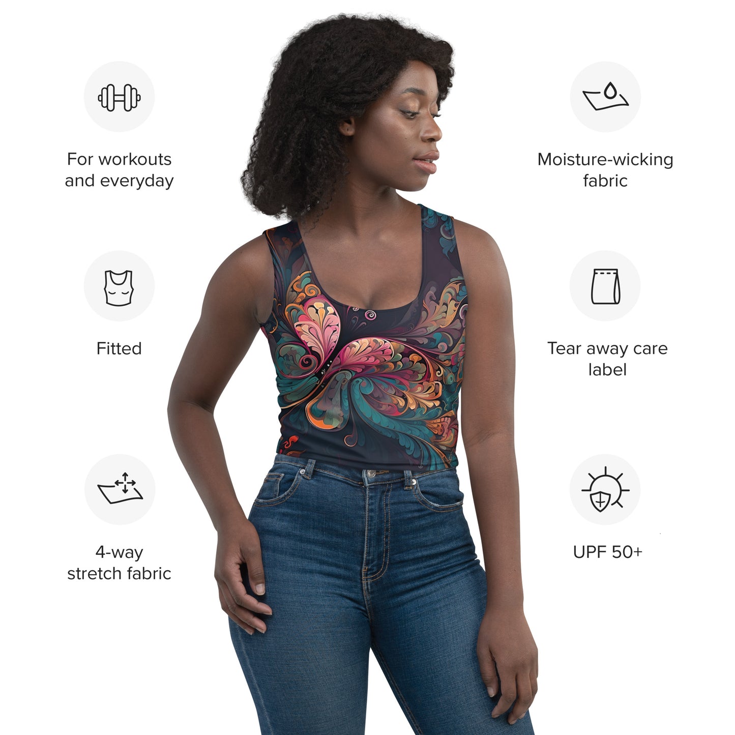 Colorful Butterfly Swirl Women's Crop Top