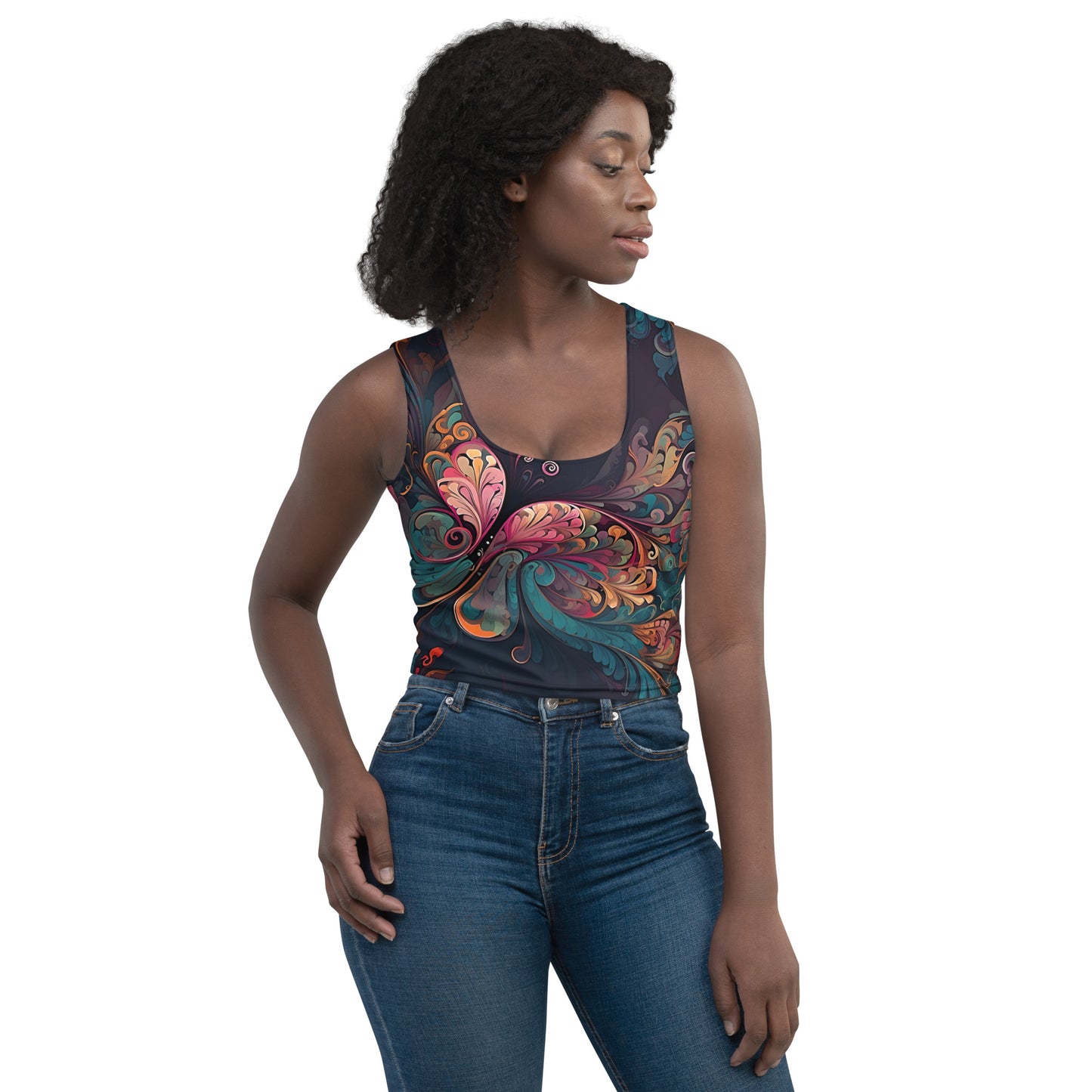 Colorful Butterfly Swirl Women's Crop Top