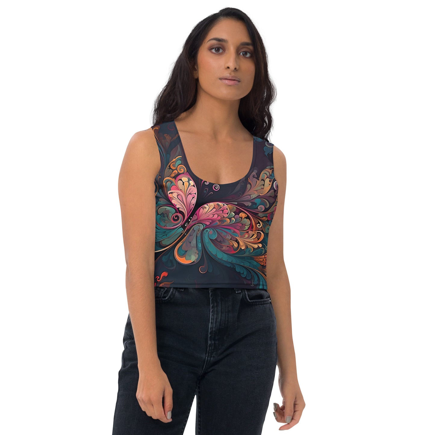 Colorful Butterfly Swirl Women's Crop Top