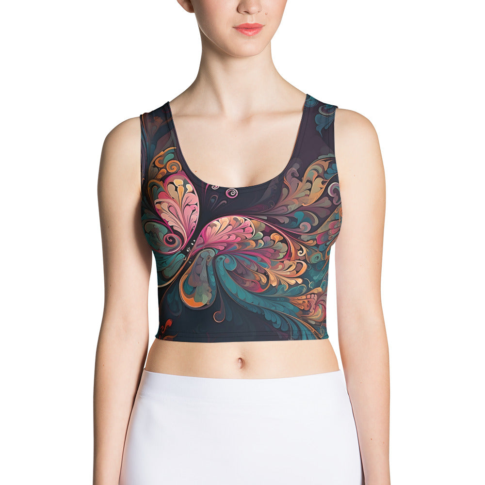 Colorful Butterfly Swirl Women's Crop Top