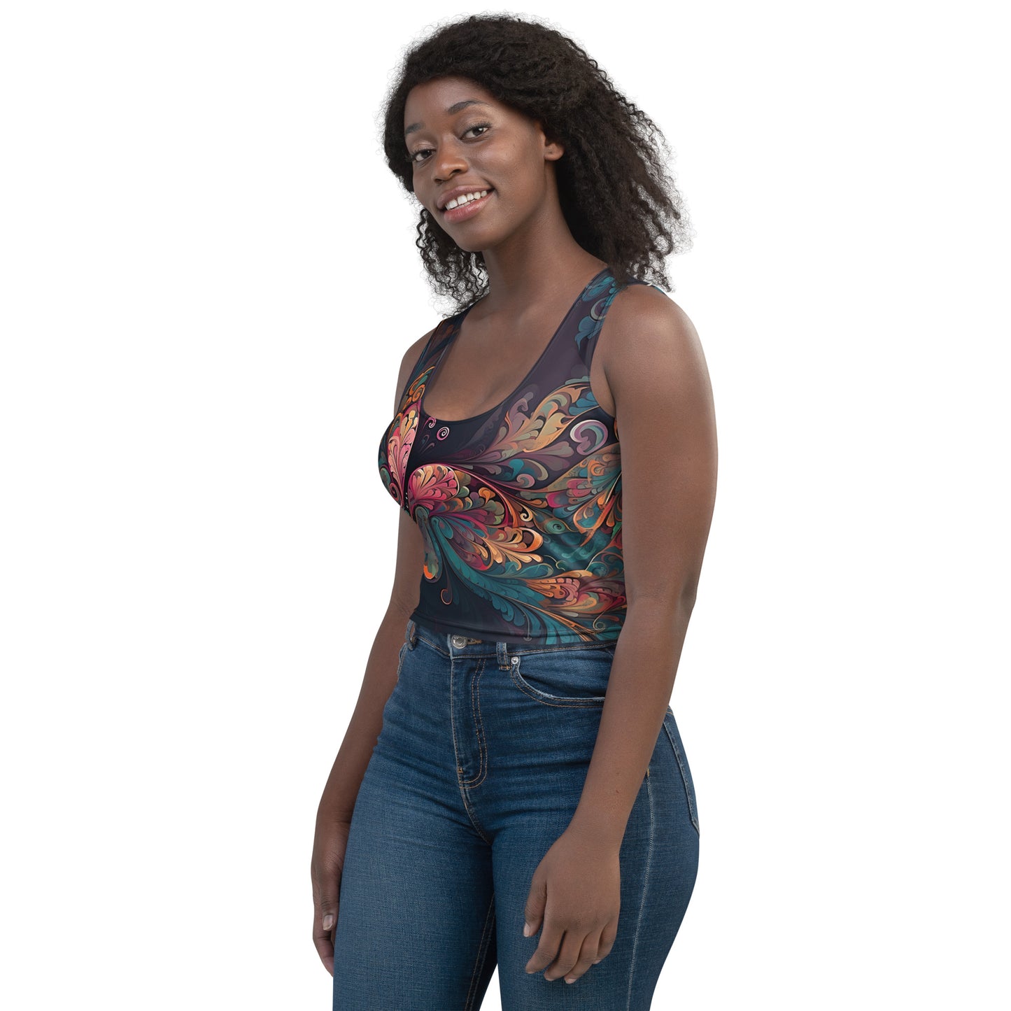 Colorful Butterfly Swirl Women's Crop Top