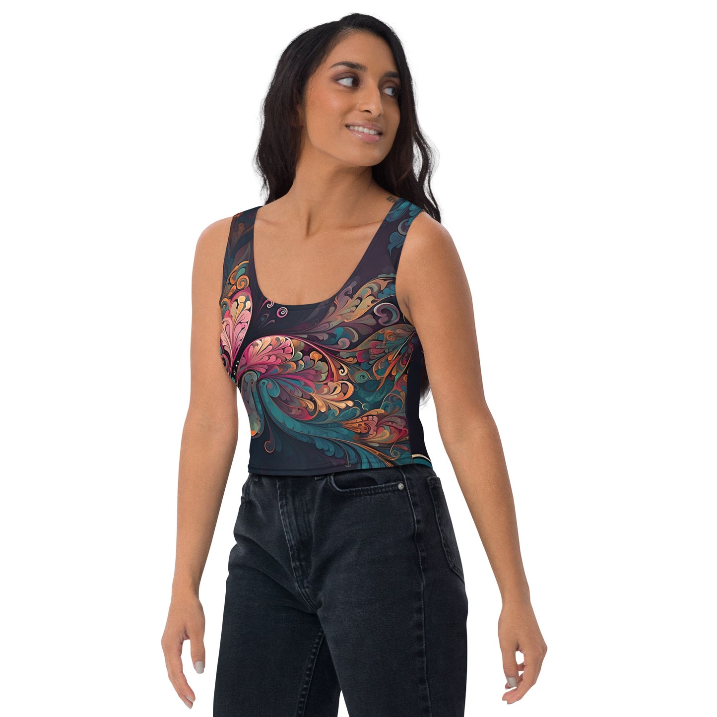 Colorful Butterfly Swirl Women's Crop Top