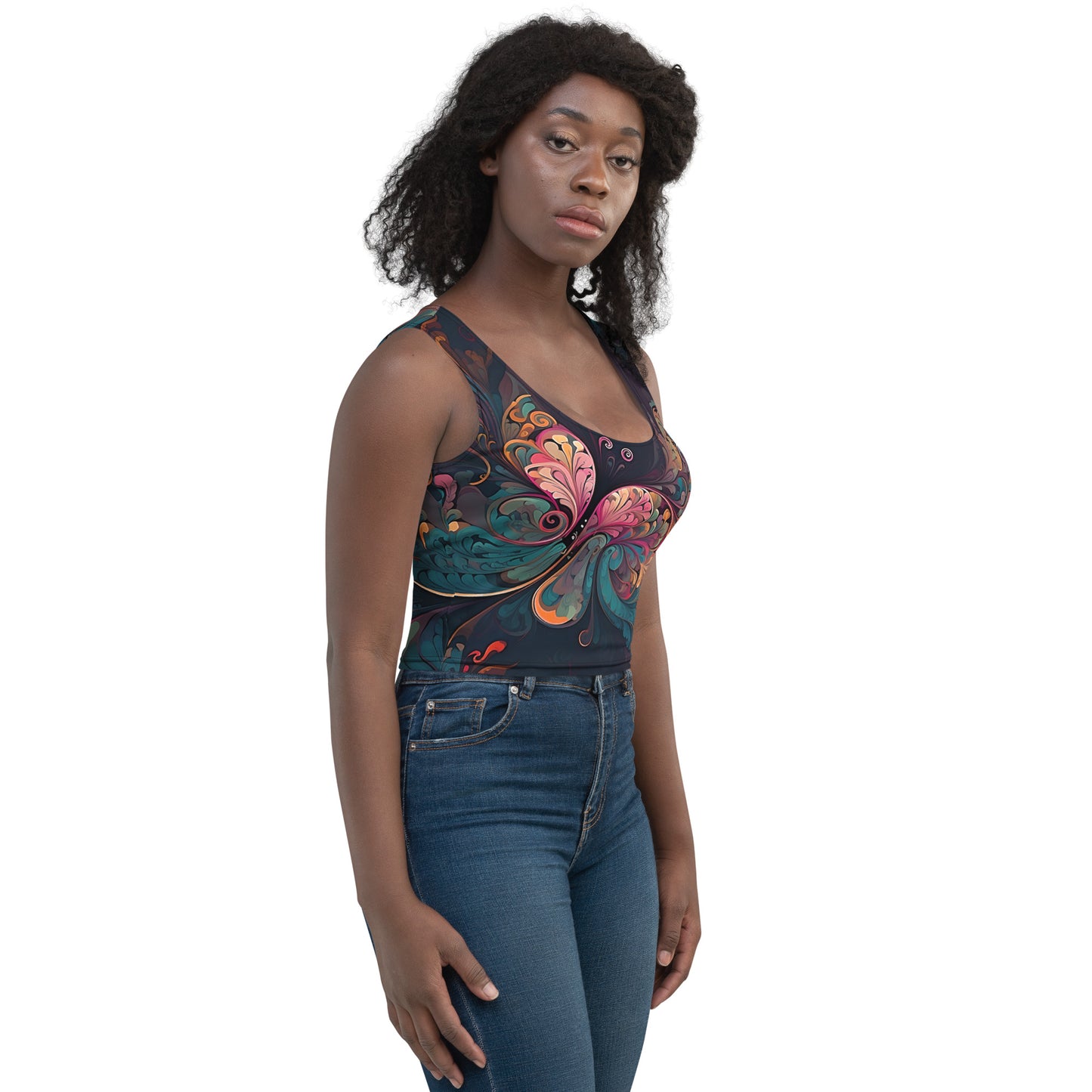 Colorful Butterfly Swirl Women's Crop Top