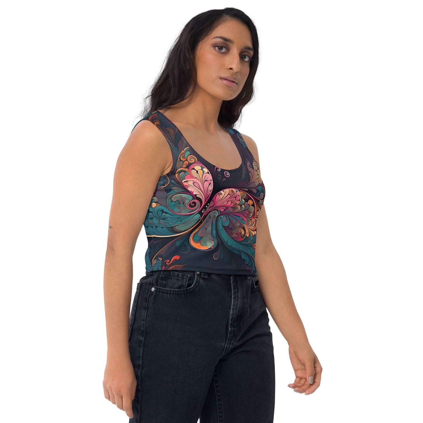 Colorful Butterfly Swirl Women's Crop Top