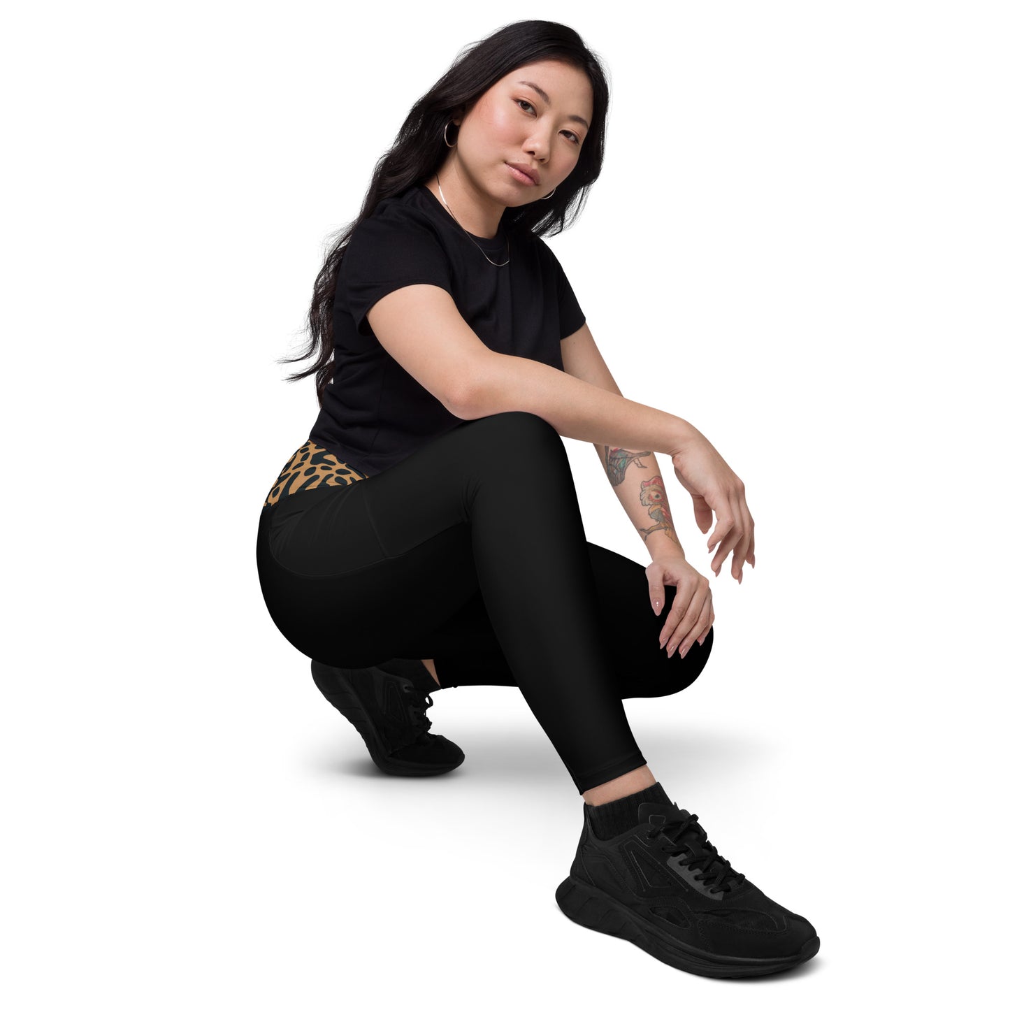 Tiger Print Crossover Leggings with Pockets