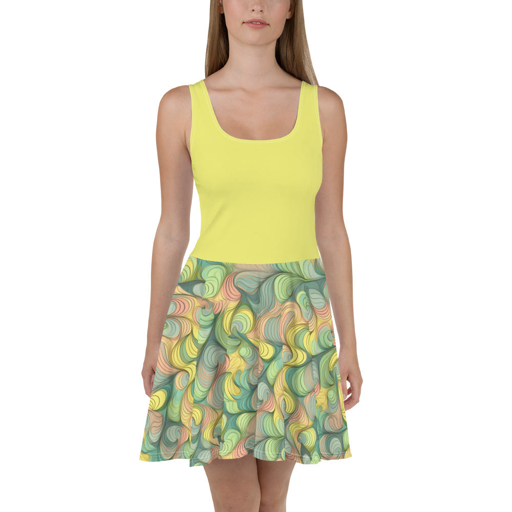 Yellow Swirls Skater Dress