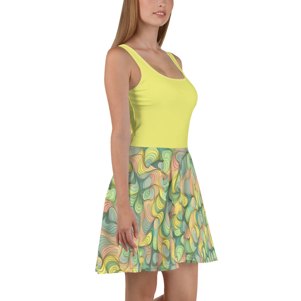 Yellow Swirls Skater Dress