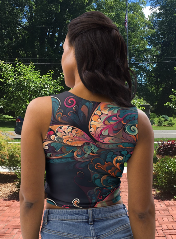 Colorful Butterfly Swirl Women's Crop Top