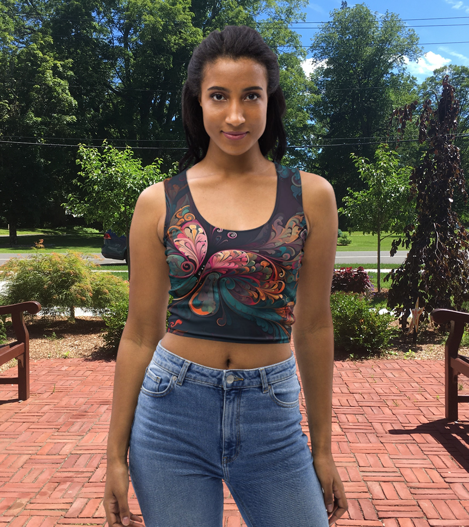 Colorful Butterfly Swirl Women's Crop Top