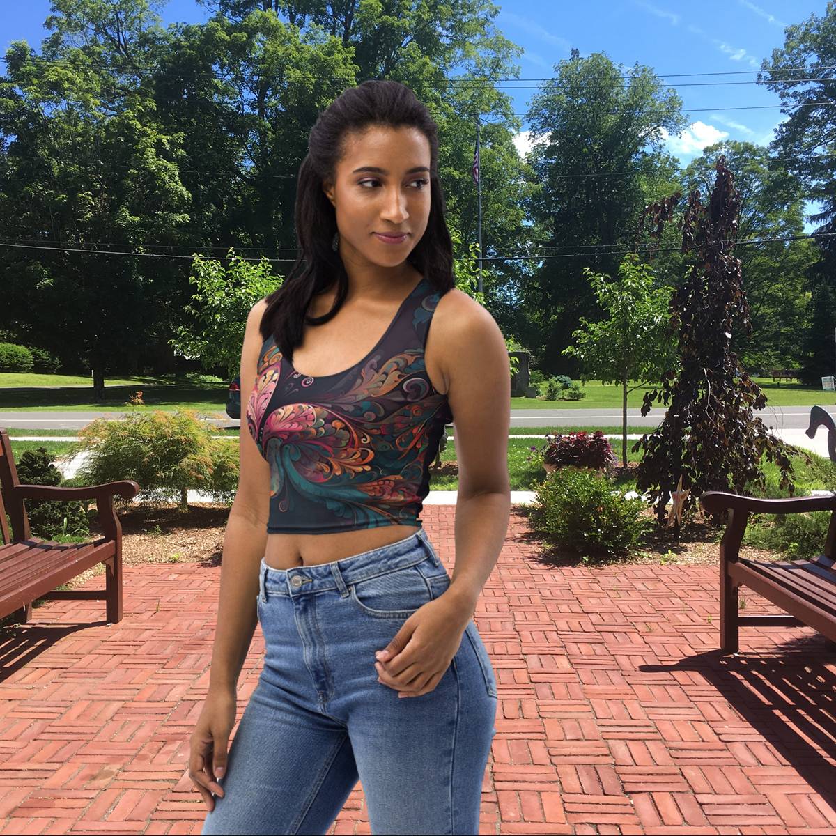 Colorful Butterfly Swirl Women's Crop Top