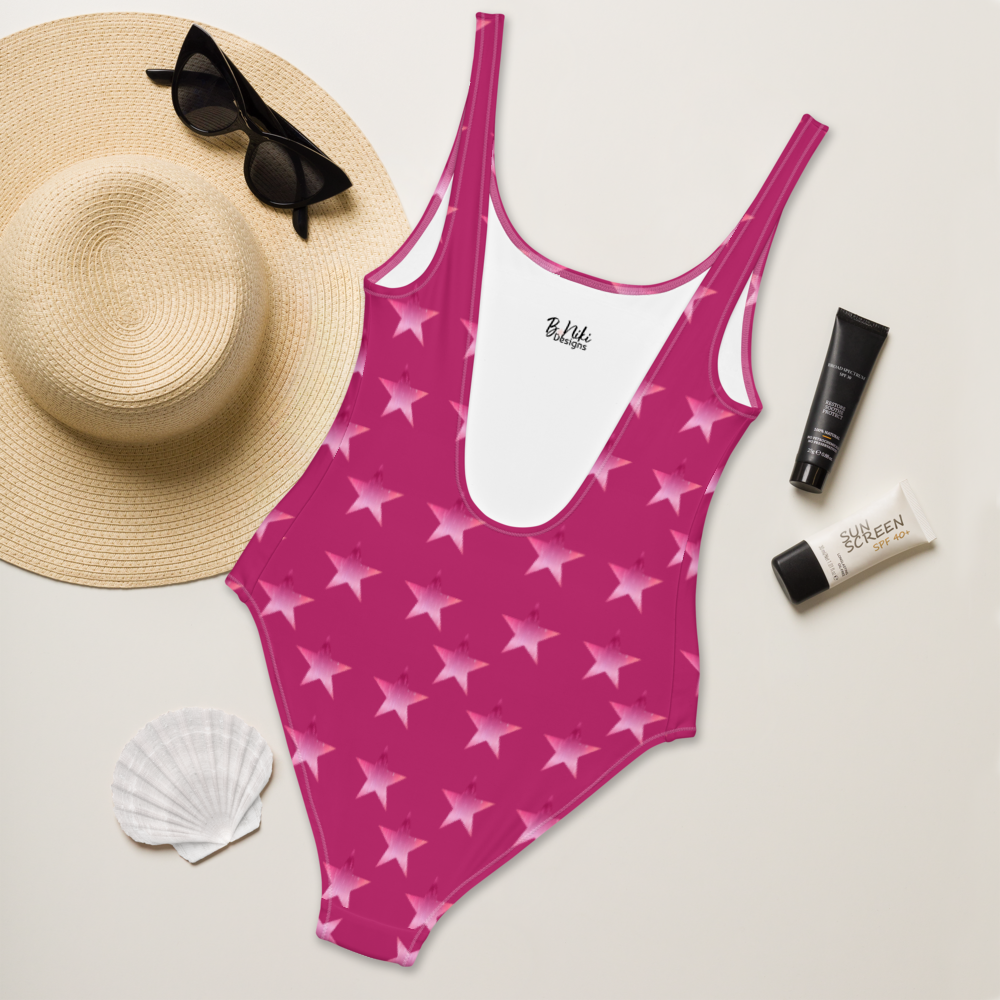 Pink Falling Stars One-Piece Swimsuit