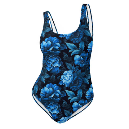 Luminous Blue Floral One-Piece Swimsuit