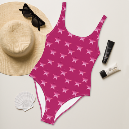 Pink Falling Stars One-Piece Swimsuit