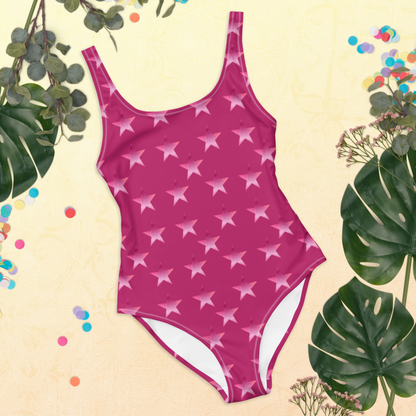 Pink Falling Stars One-Piece Swimsuit